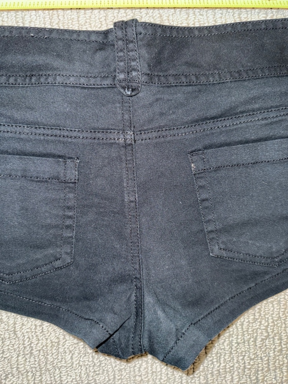 Twenty One Y2K Black Stretch Mini Shorts Size Small Cotton Blend Low Rise - Picture 14 of 16